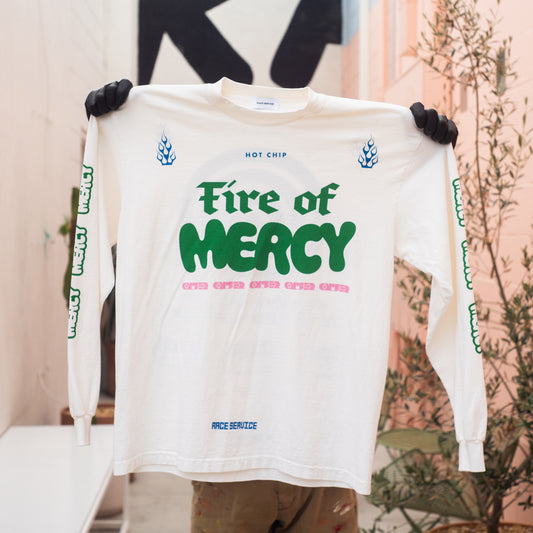 Fire of Mercy White Long Sleeve T-shirt